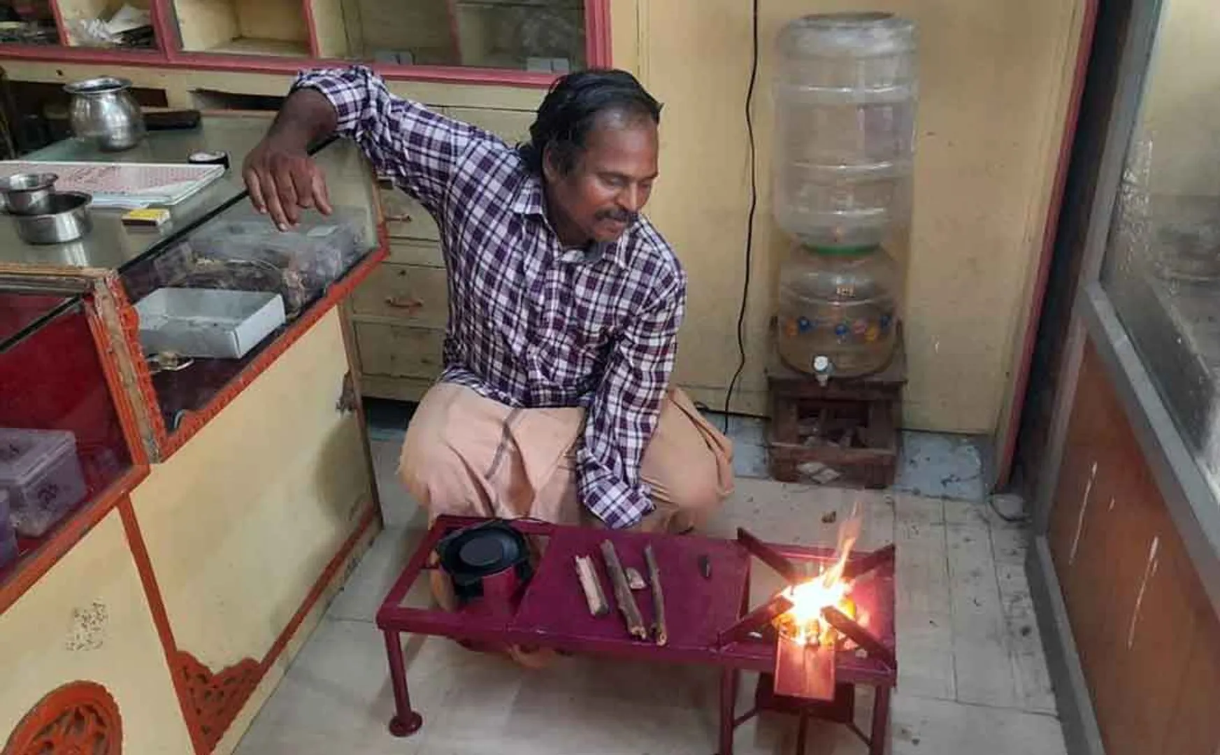 Modernly made wood stove ... Awesome youth!